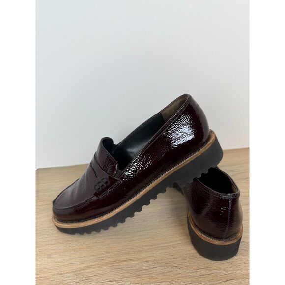 Paul Green Women's Size 6 Brown Natasha Crinkled Leather Slip On Loafers Shoes - Picture 4 of 8